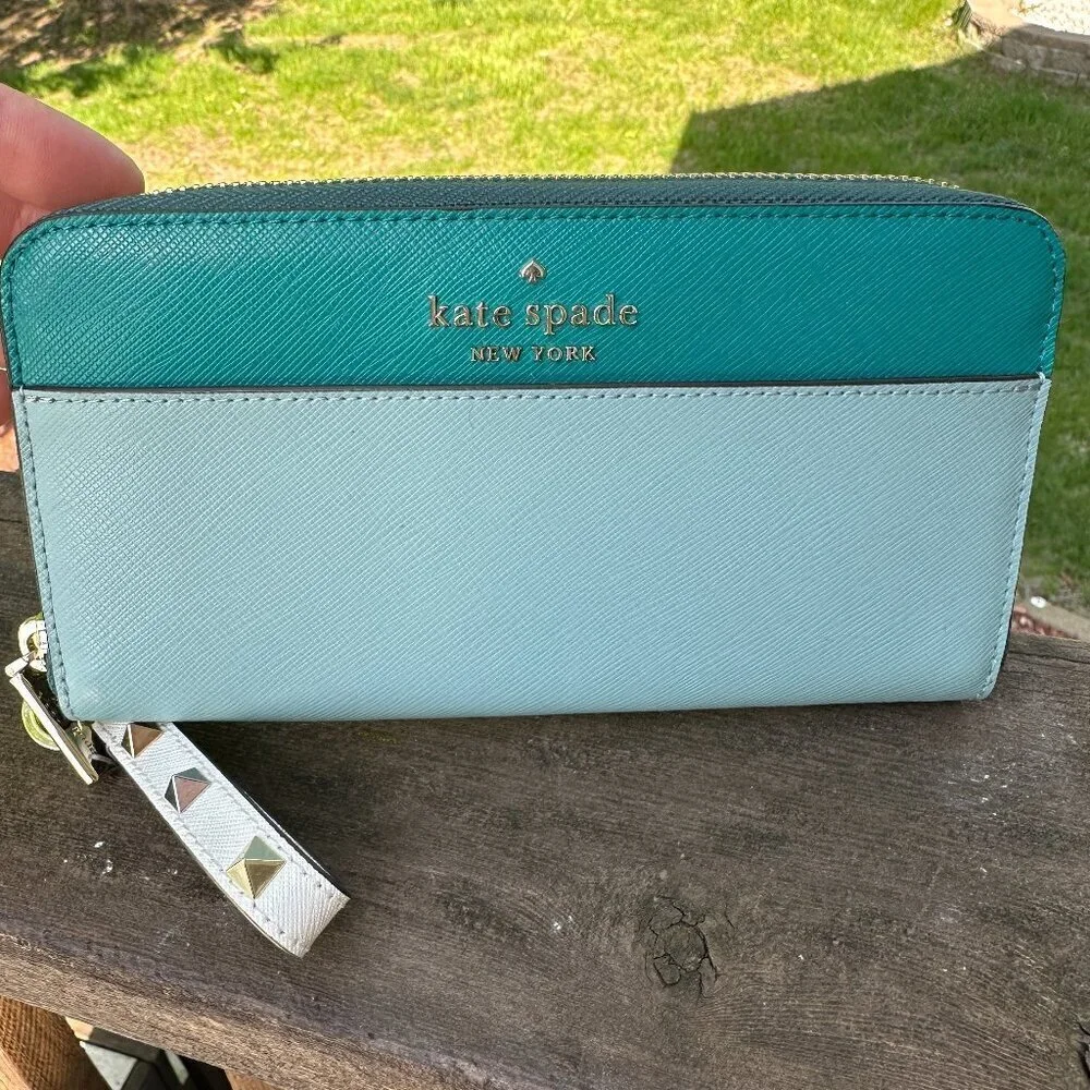 Kate Spade NY Staci Colorblock Large Continental Wallet Leather Frosted Spearmnt